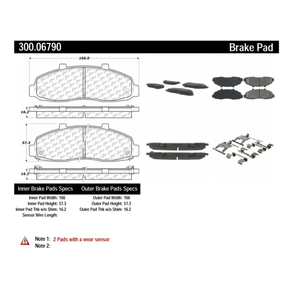 Centric Premium™ Semi-Metallic Brake Pads With Shims And Hardware 300.06790