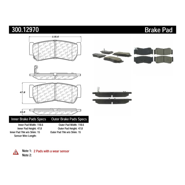 Centric Premium Semi-Metallic Rear Disc Brake Pads 300.12970