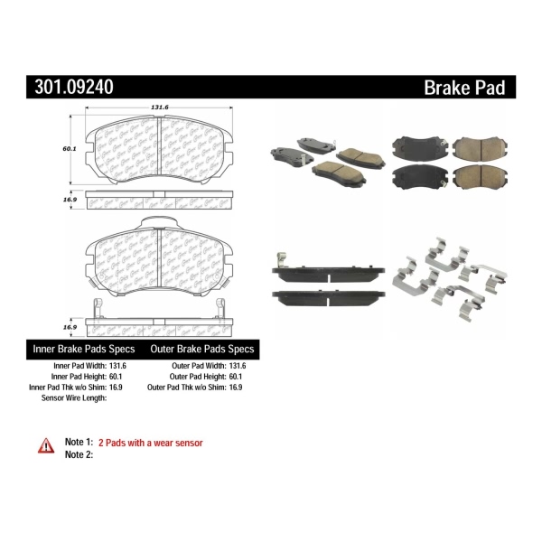 Centric Premium Ceramic Front Disc Brake Pads 301.09240