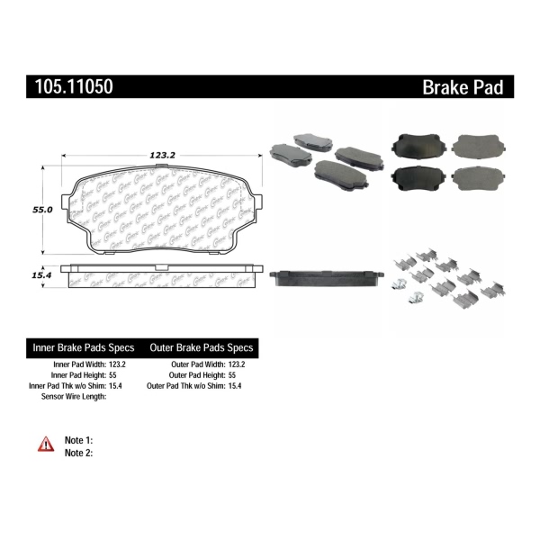 Centric Posi Quiet™ Ceramic Front Disc Brake Pads 105.11050