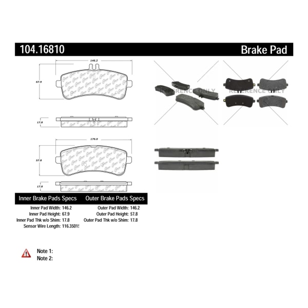 Centric Posi Quiet™ Semi-Metallic Rear Disc Brake Pads 104.16810