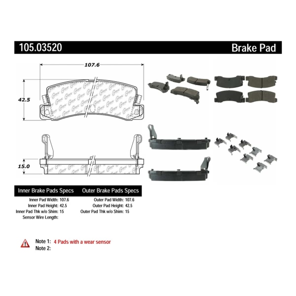 Centric Posi Quiet™ Ceramic Rear Disc Brake Pads 105.03520