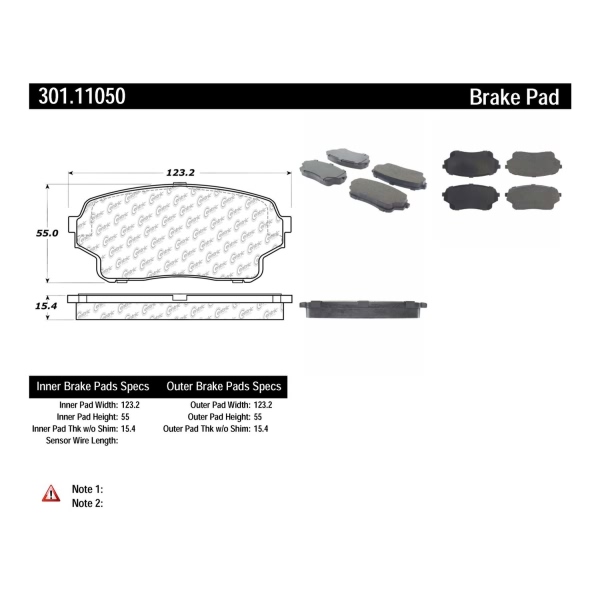 Centric Premium Ceramic Front Disc Brake Pads 301.11050