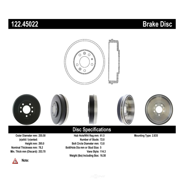 Centric Premium™ Brake Drum 122.45022