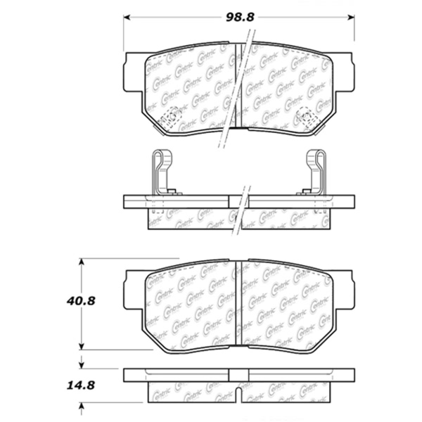 Centric Posi Quiet™ Extended Wear Semi-Metallic Rear Disc Brake Pads 106.08130