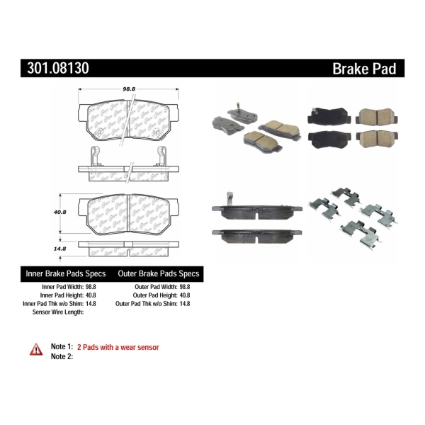 Centric Premium Ceramic Rear Disc Brake Pads 301.08130