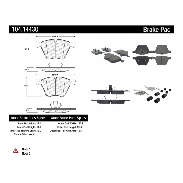 Centric Posi Quiet™ Semi-Metallic Front Disc Brake Pads 104.14430