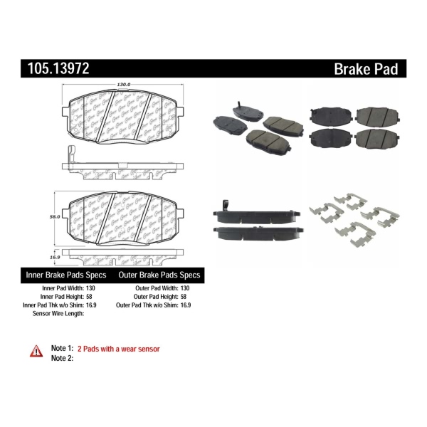 Centric Posi Quiet™ Ceramic Front Disc Brake Pads 105.13972