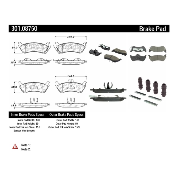 Centric Premium Ceramic Rear Disc Brake Pads 301.08750