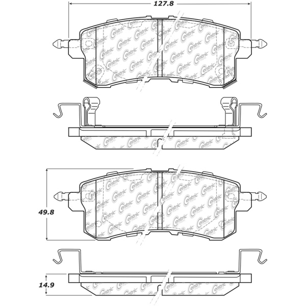 Centric Posi Quiet™ Extended Wear Semi-Metallic Rear Disc Brake Pads 106.15100