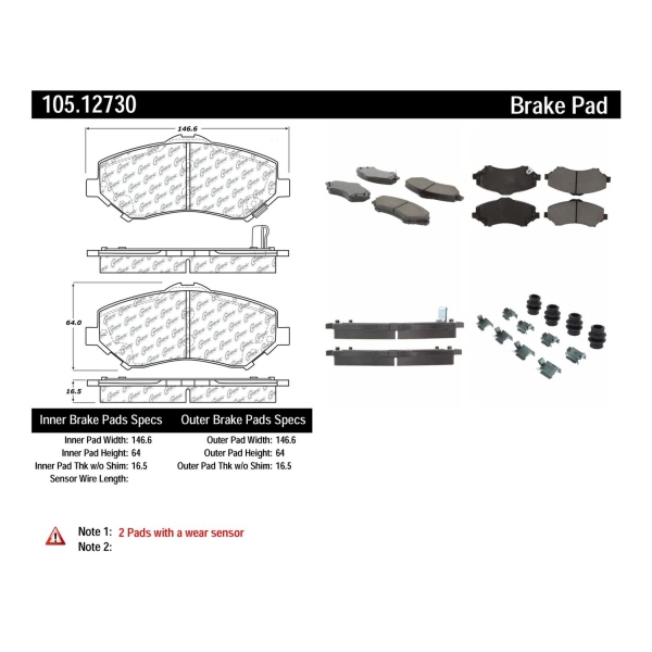 Centric Posi Quiet™ Ceramic Front Disc Brake Pads 105.12730