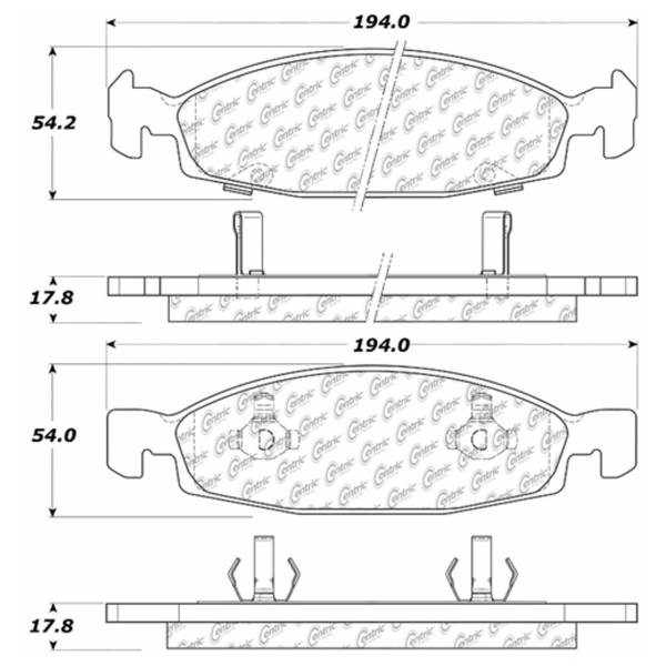 Centric Posi Quiet™ Extended Wear Semi-Metallic Front Disc Brake Pads 106.07900