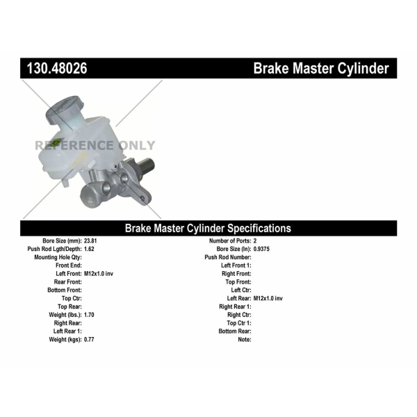 Centric Premium Brake Master Cylinder 130.48026