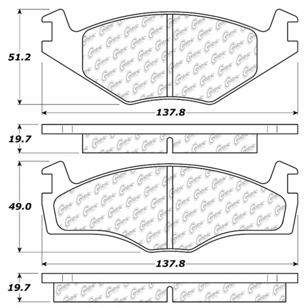 Centric Posi Quiet™ Semi-Metallic Front Disc Brake Pads 104.02800