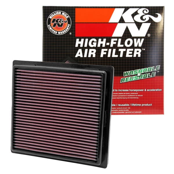 K&N 33 Series Panel Red Air Filter （9.625" L x 8.875" W x 1.25" H) 33-2457