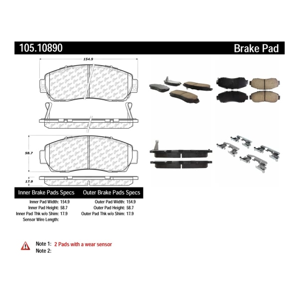 Centric Posi Quiet™ Ceramic Front Disc Brake Pads 105.10890