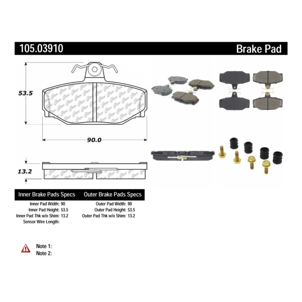 Centric Posi Quiet™ Ceramic Rear Disc Brake Pads 105.03910