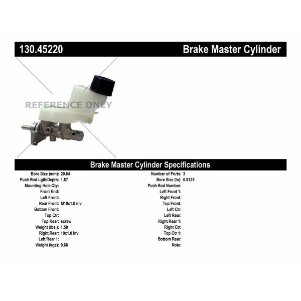 Centric Premium Brake Master Cylinder 130.45220
