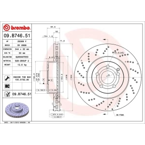 brembo UV Coated Series Drilled Vented Front Brake Rotor for Mercedes-Benz E550 - 09.B746.51