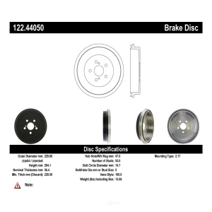 Centric Premium Rear Brake Drum for 2017 Toyota Corolla - 122.44050