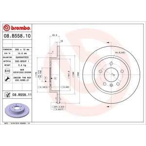 brembo UV Coated Series Solid Rear Brake Rotor for 2006 Buick Lucerne - 08.B558.11