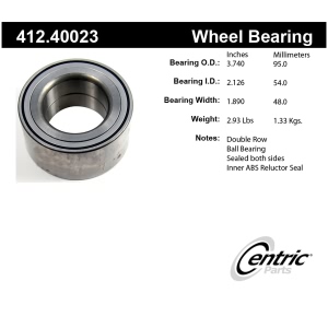 Centric Premium™ Front Driver Side Double Row Wheel Bearing for 2017 Acura MDX - 412.40023