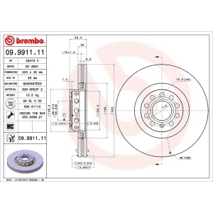 brembo UV Coated Series Front Brake Rotor for 2002 Audi A8 Quattro - 09.9911.11