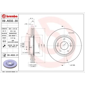 brembo UV Coated Series Front Brake Rotor for 2014 Hyundai Sonata - 09.A532.31