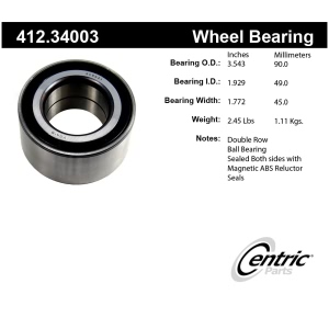 Centric Premium™ Front Driver Side Double Row Wheel Bearing for 2010 BMW 535i xDrive - 412.34003