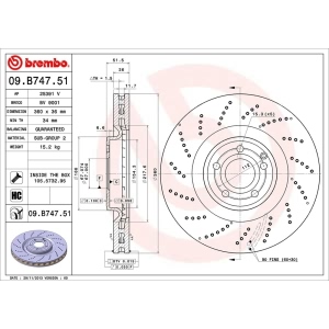 brembo UV Coated Series Drilled Vented Front Brake Rotor for 2014 Mercedes-Benz CLS550 - 09.B747.51