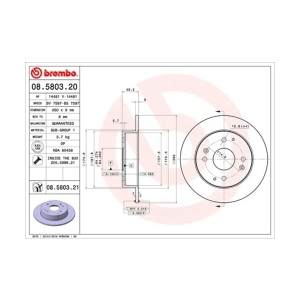 brembo UV Coated Series Solid Rear Brake Rotor for 1998 Acura CL - 08.5803.21