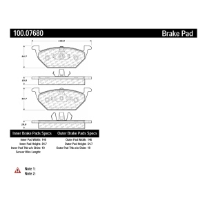 Centric Formula 100 Series™ OEM Brake Pads for 2019 Volkswagen Jetta - 100.07680