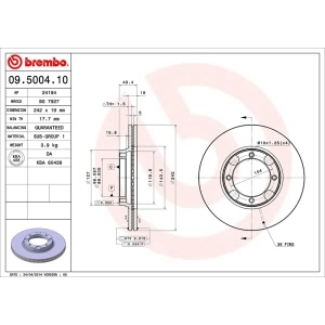 brembo OE Replacement Vented Front Brake Rotor for 1991 Mitsubishi Precis - 09.5004.10