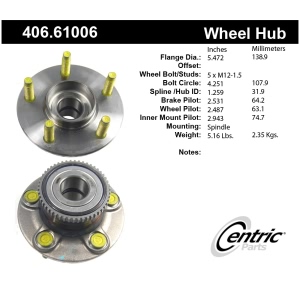Centric Premium™ Wheel Bearing And Hub Assembly for 2000 Mercury Sable - 406.61006