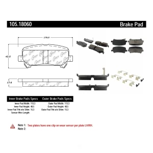 Centric Posi Quiet™ Ceramic Rear Disc Brake Pads for 2018 GMC Canyon - 105.18060
