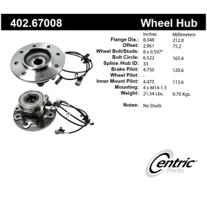 Centric Premium™ Wheel Bearing And Hub Assembly for 1999 Dodge Ram 2500 - 402.67008