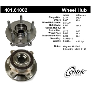 Centric Premium™ Front Driver Side Driven Wheel Bearing and Hub Assembly for Ford Police Interceptor Sedan - 401.61002