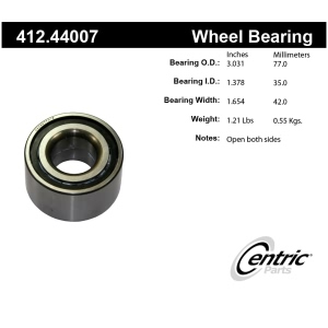Centric Premium™ Front Driver Side Double Row Wheel Bearing for 2008 Lexus SC430 - 412.44007