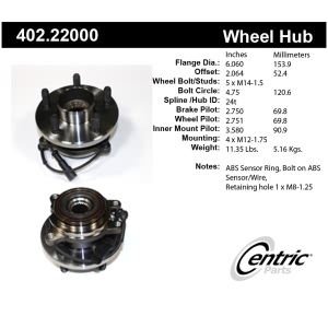 Centric Premium™ Wheel Bearing And Hub Assembly for 2001 Land Rover Discovery - 402.22000