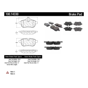 Centric Formula 100 Series™ OEM Brake Pads for 2009 BMW Z4 - 100.14330