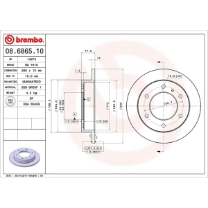 brembo OE Replacement Rear Brake Rotor for 1991 Isuzu Pickup - 08.6865.10