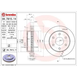 brembo UV Coated Series Front Brake Rotor for 1995 Chevrolet Tahoe - 09.7815.11