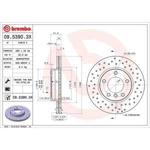 brembo Premium Xtra Cross Drilled UV Coated 1-Piece Front Brake Rotors for 1999 BMW 323is - 09.5390.3X