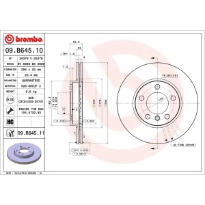 brembo UV Coated Series Vented Front Brake Rotor for 2014 Mini Cooper Paceman - 09.B645.11