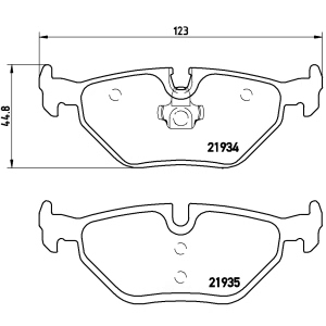 brembo Premium Low-Met OE Equivalent Rear Brake Pads for 1999 BMW 323i - P06025