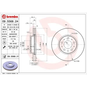 brembo UV Coated Series Vented Front Brake Rotor for 1999 Volvo V70 - 09.5568.21