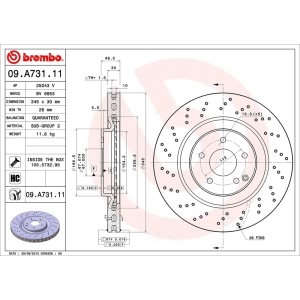 brembo UV Coated Series Drilled Vented Front Brake Rotor for 2006 Mercedes-Benz C350 - 09.A731.11