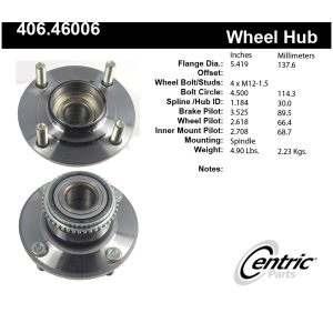Centric Premium™ Wheel Bearing And Hub Assembly for 2003 Mitsubishi Lancer - 406.46006