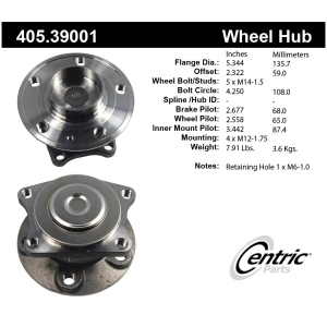 Centric Premium™ Wheel Bearing And Hub Assembly for 2004 Volvo S60 - 405.39001