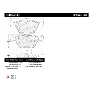 Centric Formula 100 Series™ OEM Brake Pads for BMW 525iT - 100.03940